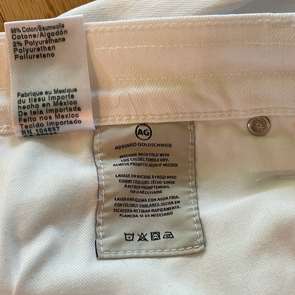 AG Adriano Goldschmeid Ex Boyfriend Slouchy Slim WHITE Size 28 EUC - Picture 5 of 6